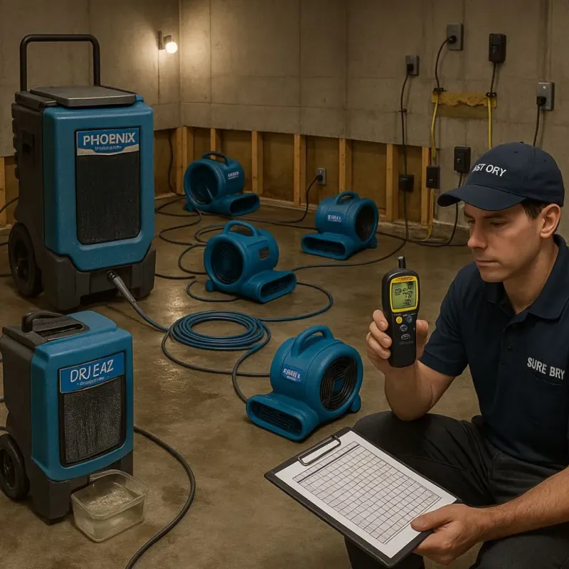 Structural Drying and Dehumidification process in Yardley, PA